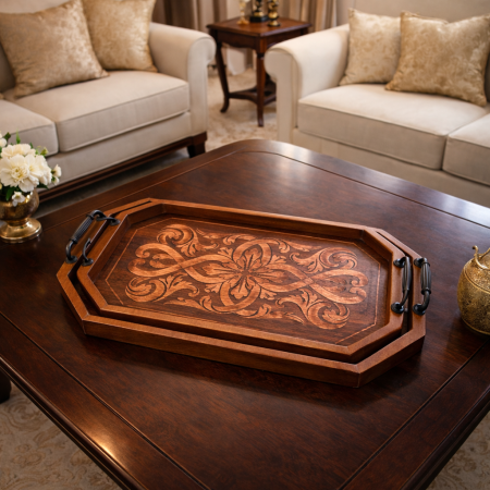 طقم صواني قطعتين مزخرف