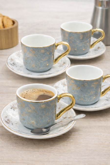 طقم 6 كاسات نسكافيه رمادي منقش