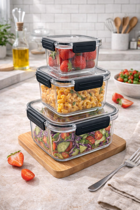 طقم علب اكريلك مربع 3 قطع