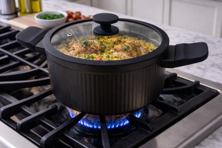 طنجرة اسود محزز