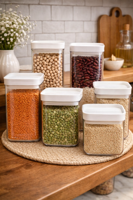 طقم علب اكريلك صغط محكم 6 قطع مربع