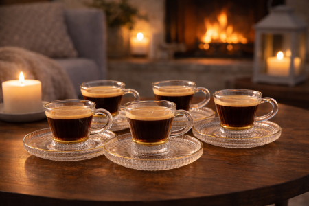 فناجين قهوة طقم 6 مع صحون