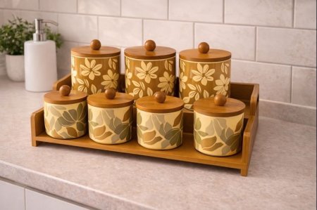 طقم ستاند مع 7 علب سكريات