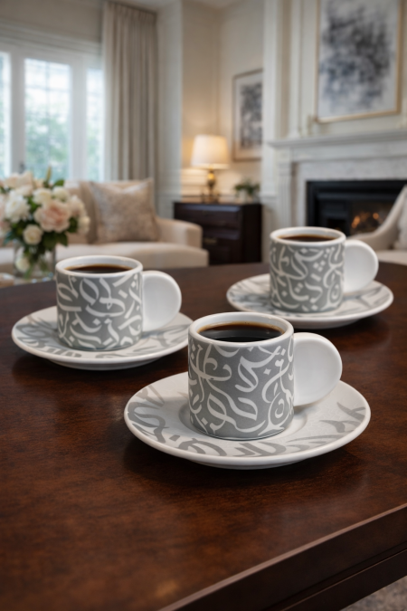طقم 6 فناجين قهوة مزخرف