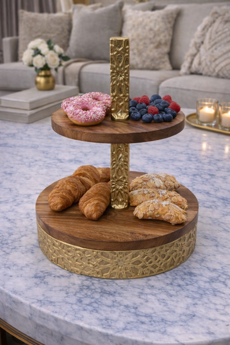 مضيفة طبقتين خشب هندي