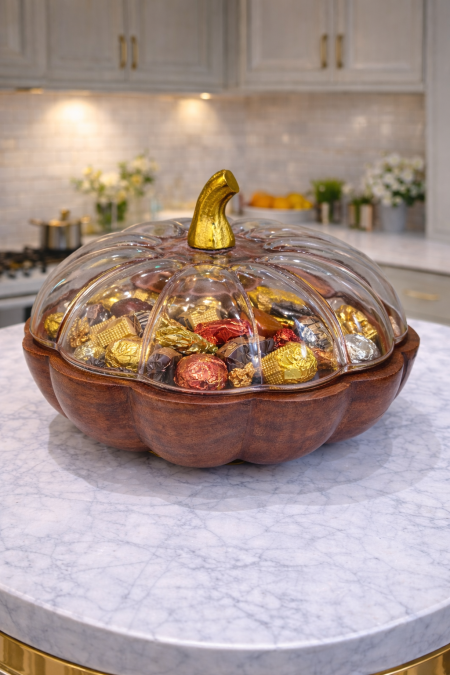 مضيفة شكل يقطينة خشب هندي