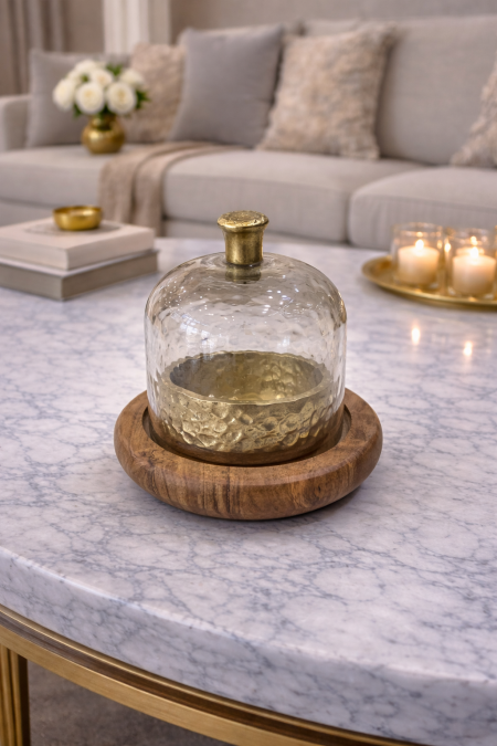 مضيفة تقديم حجم صغير خشب هندي