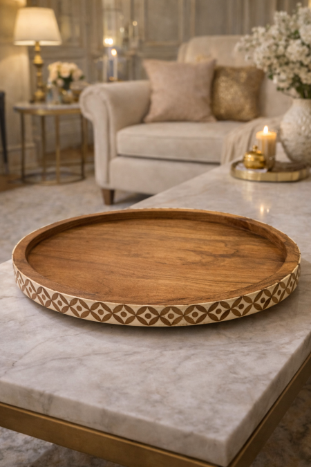 صينية خشب بيضاوي