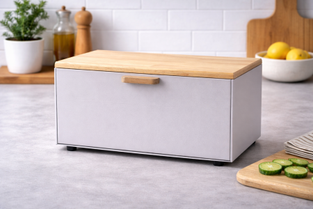 حافطة خبز معدن وخشب