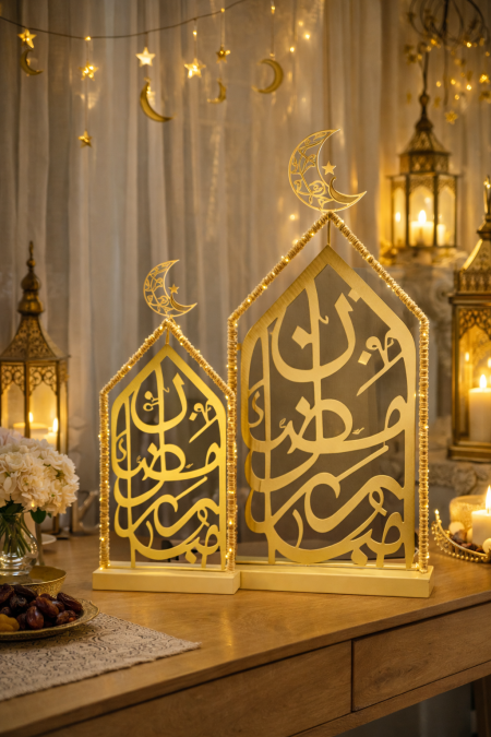 فانوس رمضان معدن اطار مضيء