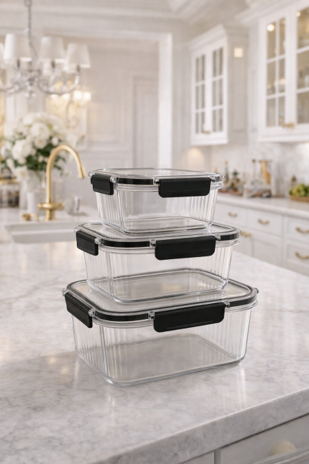 طقم 3 قطع علب اكريلك مستطيل