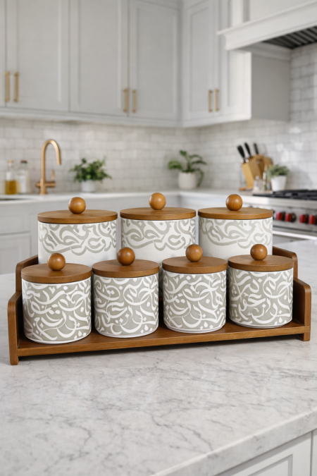 طقم ستاند مع 7 علب مزخرف