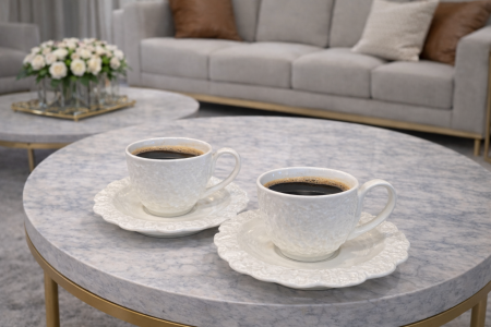 طقم 6 فناجين - ابيض صخرة