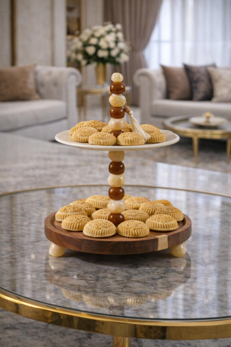 مضيفة ستاند طبقتين خشب ومعدن