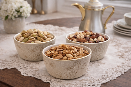 طقم 6 صحون مكسرات بيج مورد