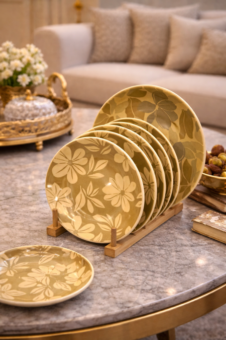 طقم 7 قطع جاط مع 6 صحون مورد