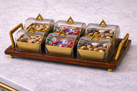 مضيفة نحاس صينيه مع 6 صحون هندي