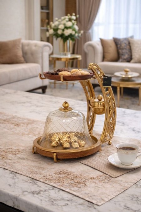 مضيفة هندي مع ستاند مائل طبقتين