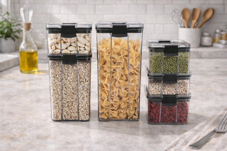 طقم علب لحفط البقوليات 6 قطع ضغط محكم