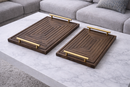 طقم صواني قطعتين مستطيل محفر