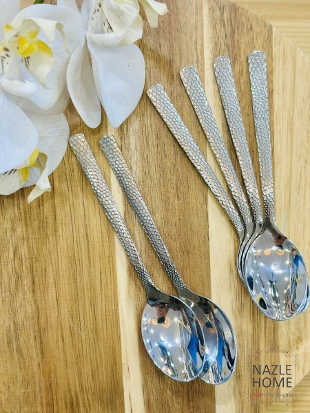 طقم 6 معالق فضي مبزر