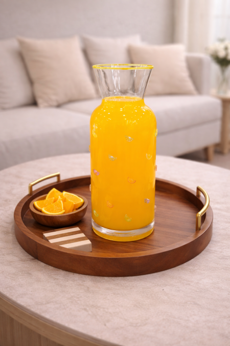 شاف عصير شفاف منقش قطع برتقال