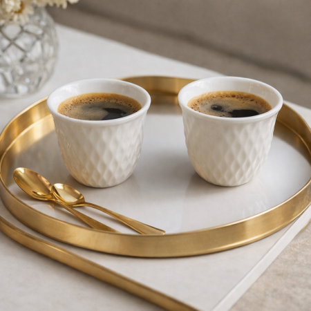 طقم 12 فنجان قهوة شكل معين