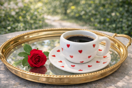 طقم 6 فناجين قهوة قلب احمر