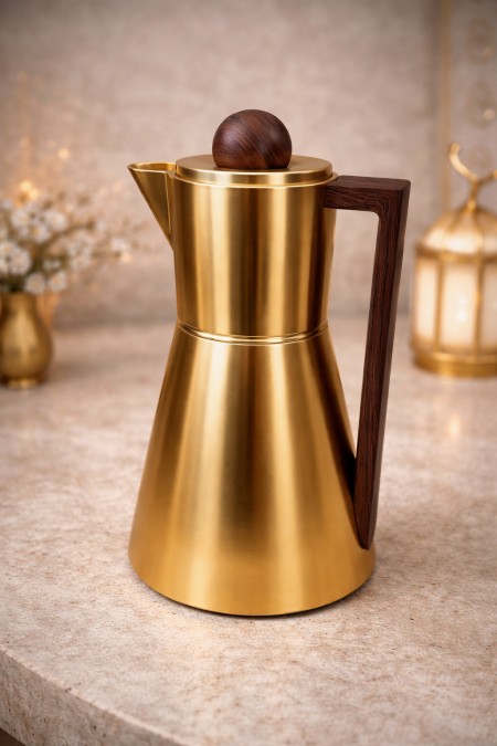 تيرموس ذهبي مع يد خشب