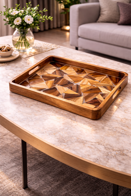 صينية حجم كبير خشب مع ريزن