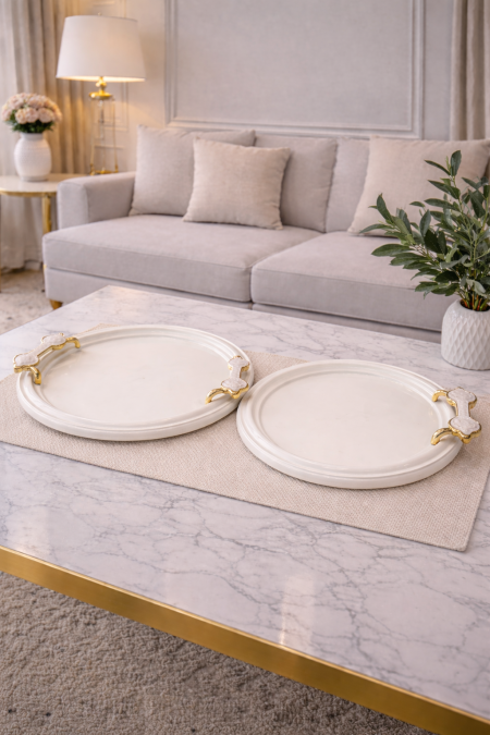 طقم صواني قطعتين مدور