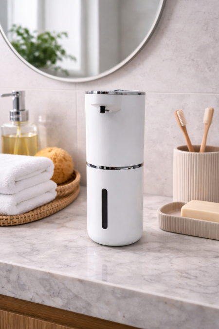 ماكينة صابون لون ابيض مع شحن usb