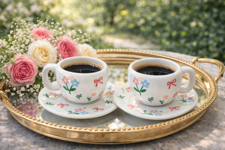 طقم 6 فناجين قهوة مورد