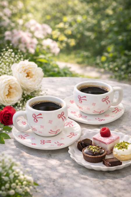 طقم 6 فناجين قهوة ببيونة زهر