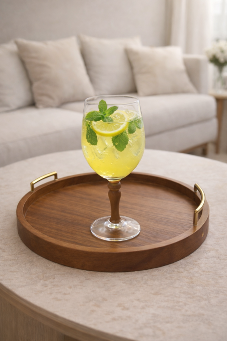 طقم 6 كاسات عصير ساق خشب طويل