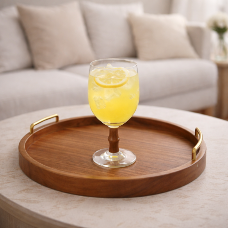 طقم 6 كاسات عصير ساق خشب