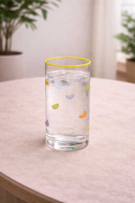 طقم 6 كاسات ماء شفاف منقش