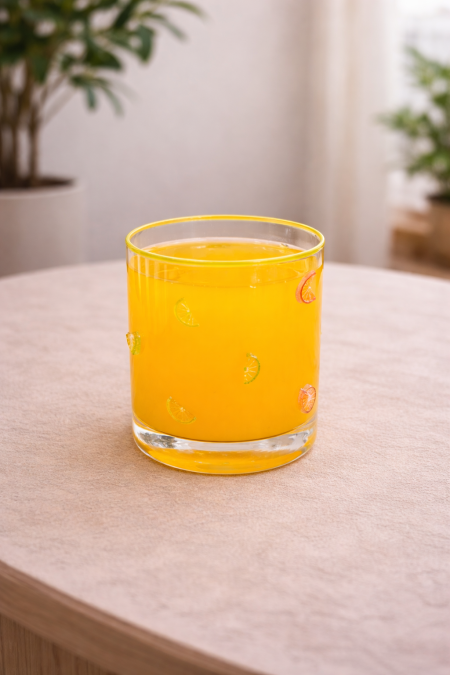 طقم 6 كاسات عصير شفاف منقش