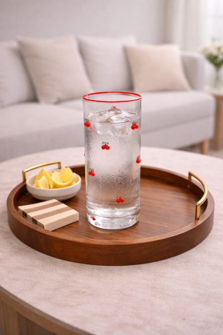 طقم 6 كاسات ماء نقشه كرز