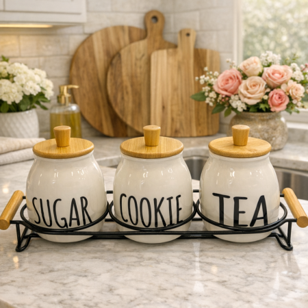 طقم سكريات زجاج مع ستاند معدن