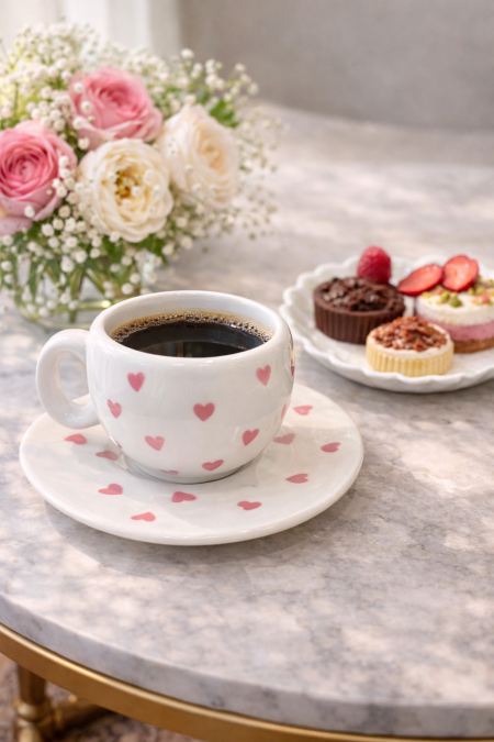 طقم 6 فناجين قلب زهري