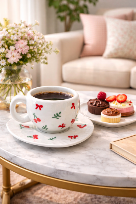 طقم 6 فناجين قهوة كرزة