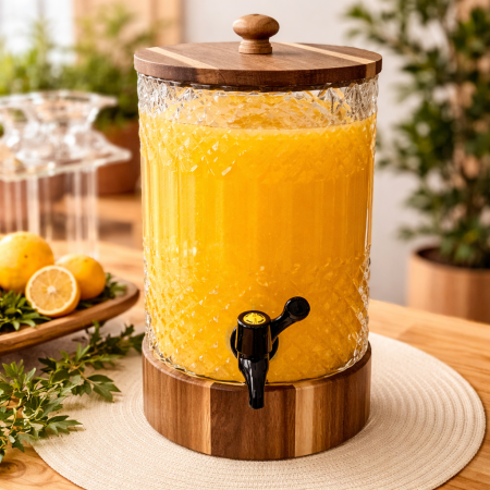 شاف عصير بقاعدة خشب  مع حنفيه اسود