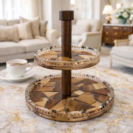 مضيفة تقديم خشب قطعتين خشب مع ريزن