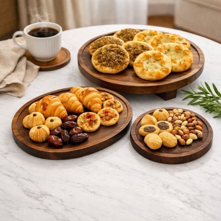 طقم صحون خشب للتقديم 3 قطع