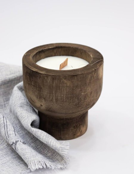 شمعة خشب - swan rose