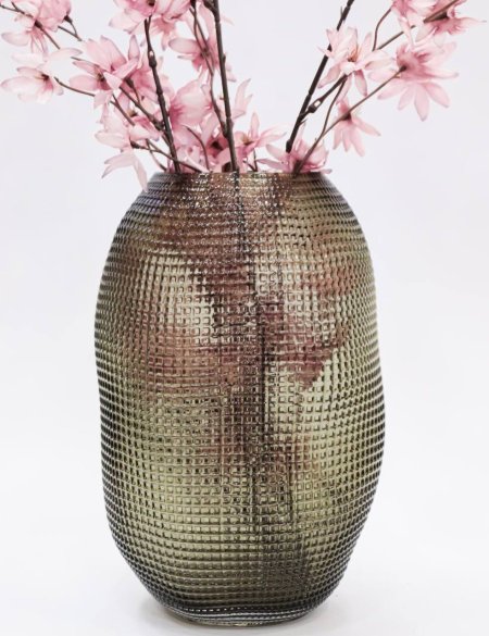 فازة زجاج عسلي واسود متدرج - حجم كبير