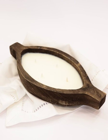 شمعة خشب - swan rose