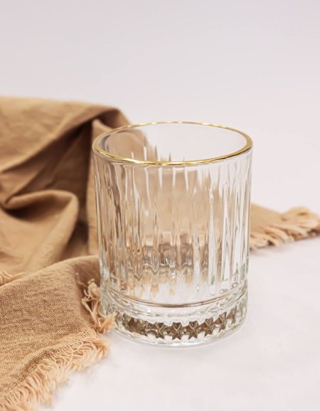 طقم كاسات عصير 6 قطع مع حز ذهبي