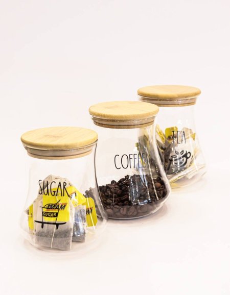 طقم سكريات 3 قطع - غطاء خشب بامبو